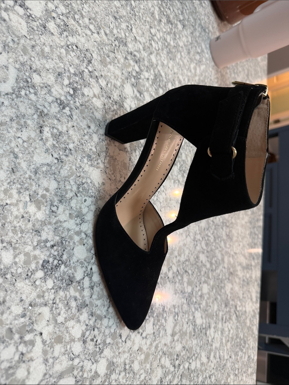Black Suede Ankle Strap Pump - Women's Dress Heels